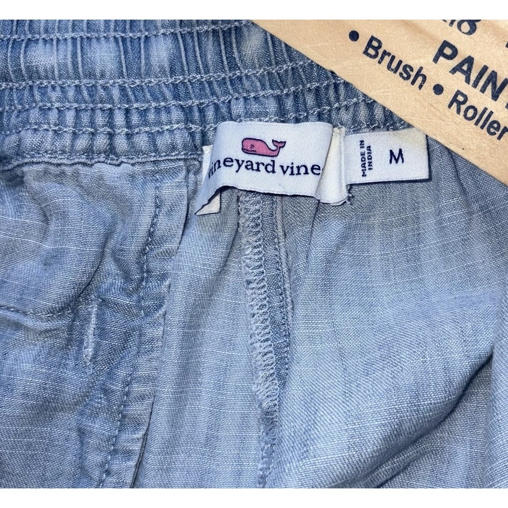 Vineyard Vines Pull-On Chambray Denim Shorts Drawstring Blue Tassels Medium - Picture 6 of 7